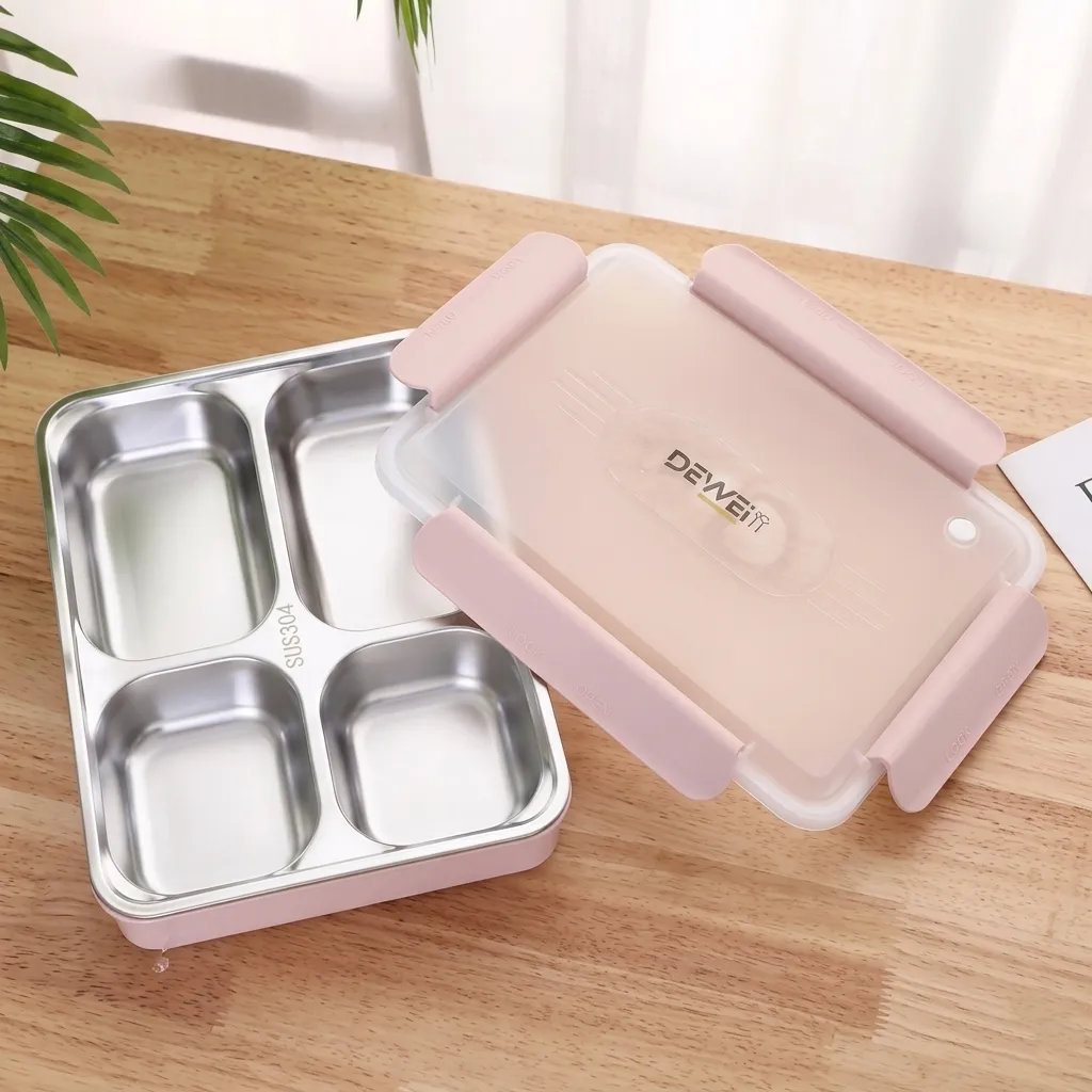 Lieferant für individuelle Bento-Lunchboxen | Edelstahl-Lebensmittelbehälter mit 4 Fächern