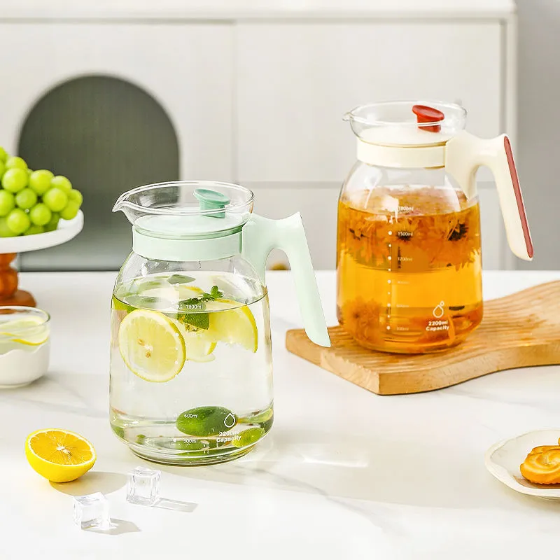 Individuelle Glaskaraffe mit Kunststoffdeckel, 2200ML Wasserkrug Direktverkauf ab Werk